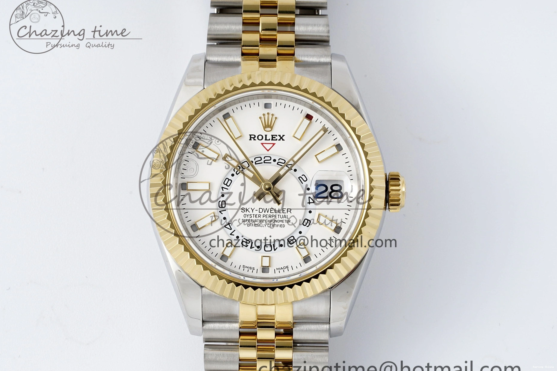 0512 Skydweller SS YG Noob Best Edition White Dial on SS YG Jubilee Bracelet A23J FastDry 2125